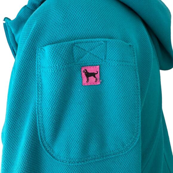The Black Dog Teal Blue Full Zip Pique Hoodie Size Small - Picture 3 of 9